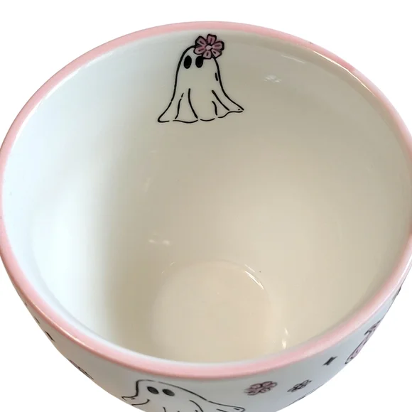 NWT Pink Pastel Ghost Halloween Mug Goblin & Ghoul Ceramic Coffee Cup Summerween - Picture 8 of 16